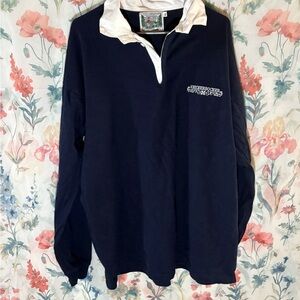 Vintage Columbia Knit Navy and White Long Sleeve Shirt